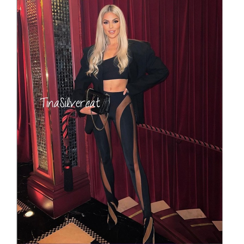 Mugler X H&M Mesh-paneled Stirrup Leggings Black NWT